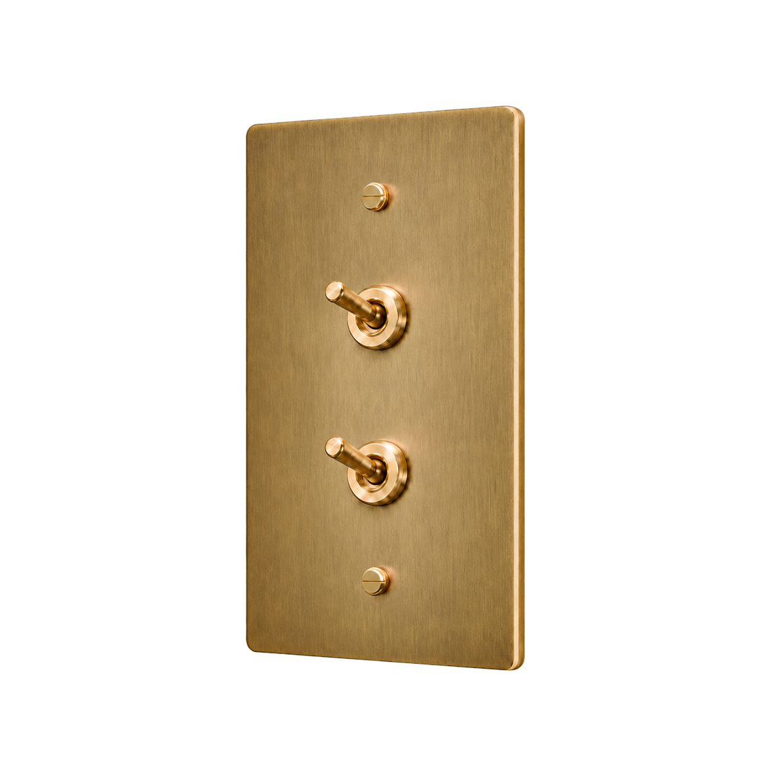 Double Retro Brass Toggle Switch Plate — 1-Gang — Satin Brass