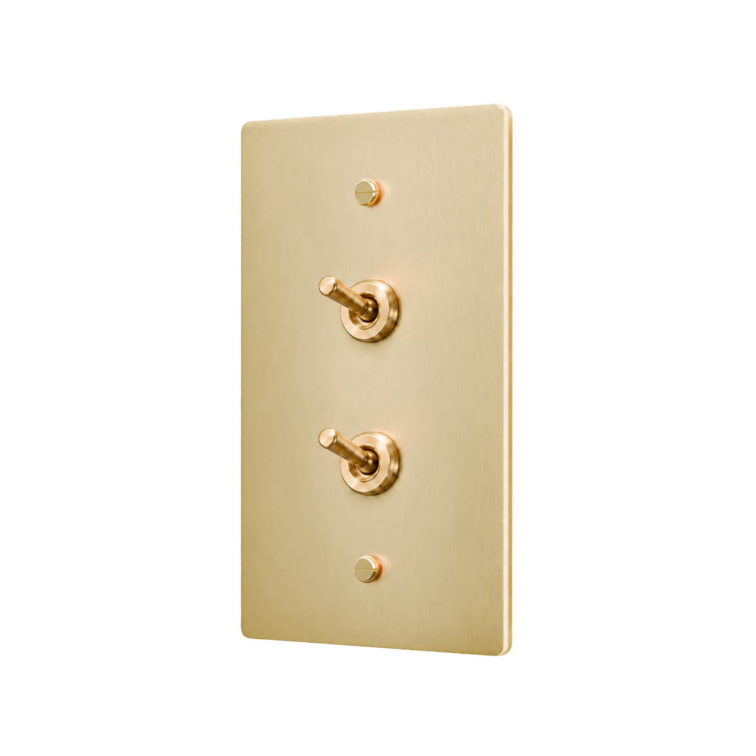 Double Retro Brass Toggle Switch Plate — 1-Gang — Satin Brass