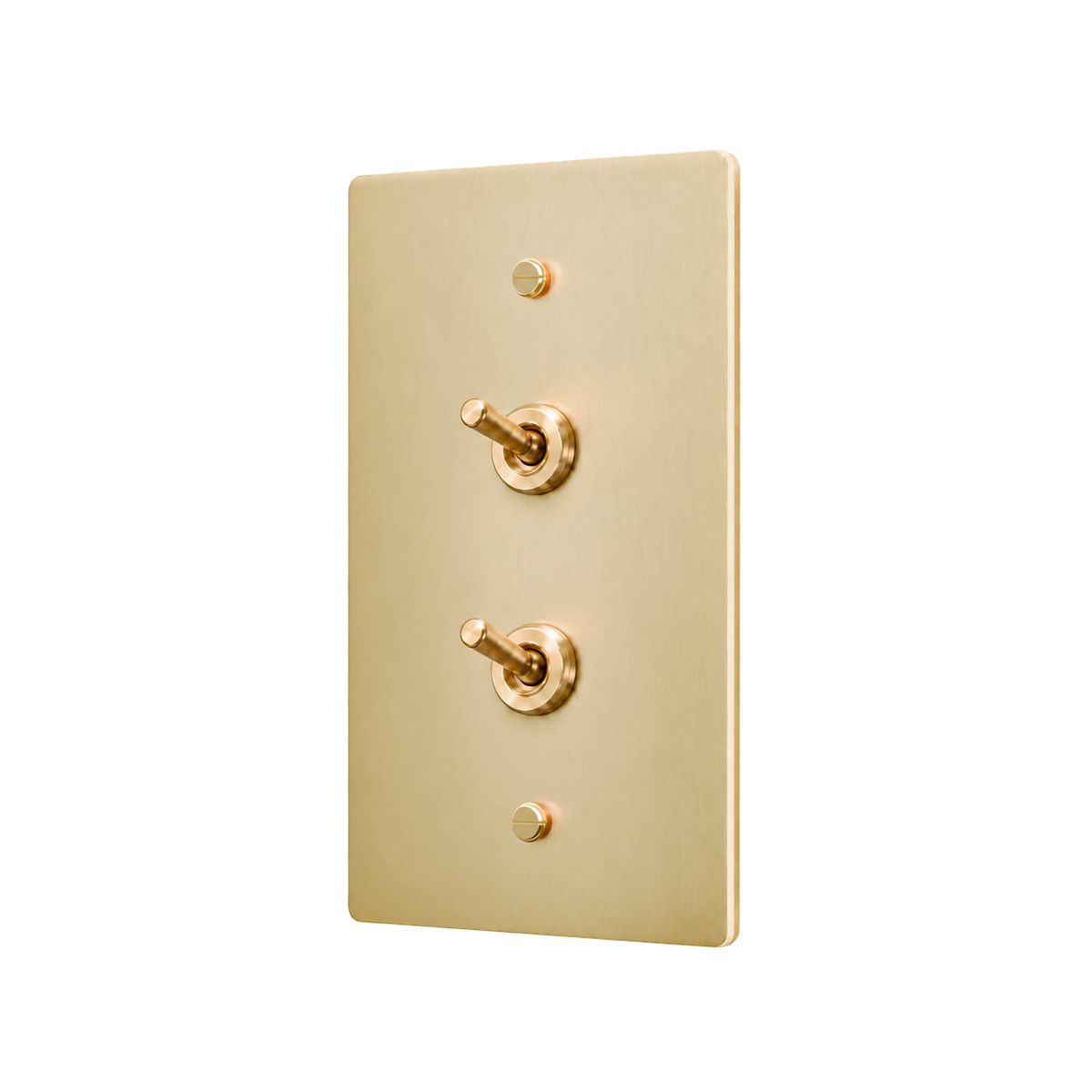 Double Retro Brass Toggle Switch Plate — 1-Gang — Satin Brass