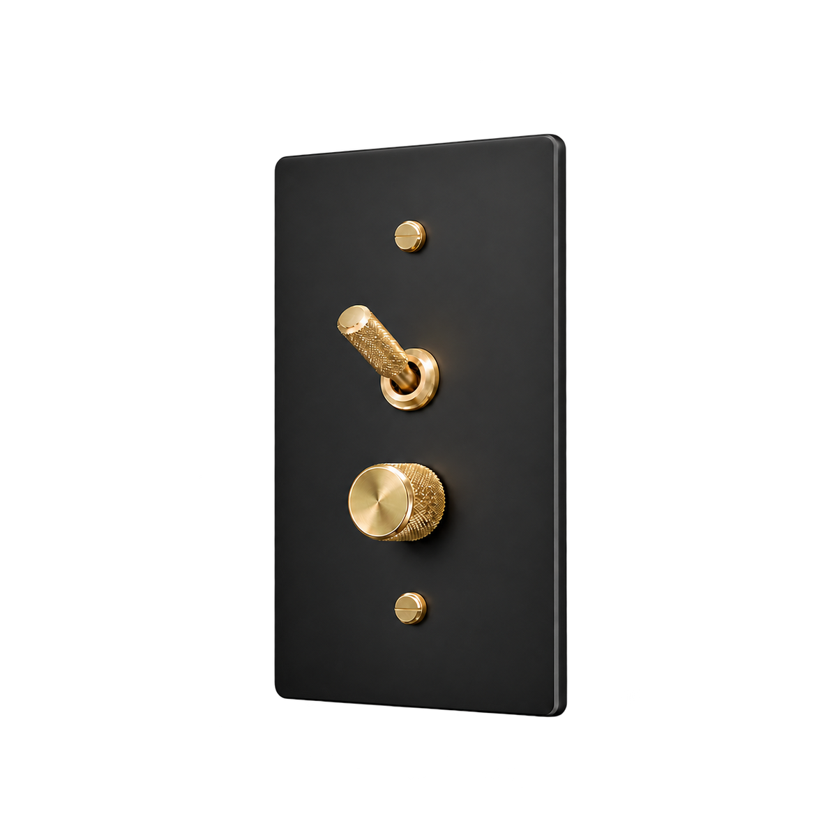 Knurled Brass Toggle & Dimmer Plate — 1-Gang — Matte Black