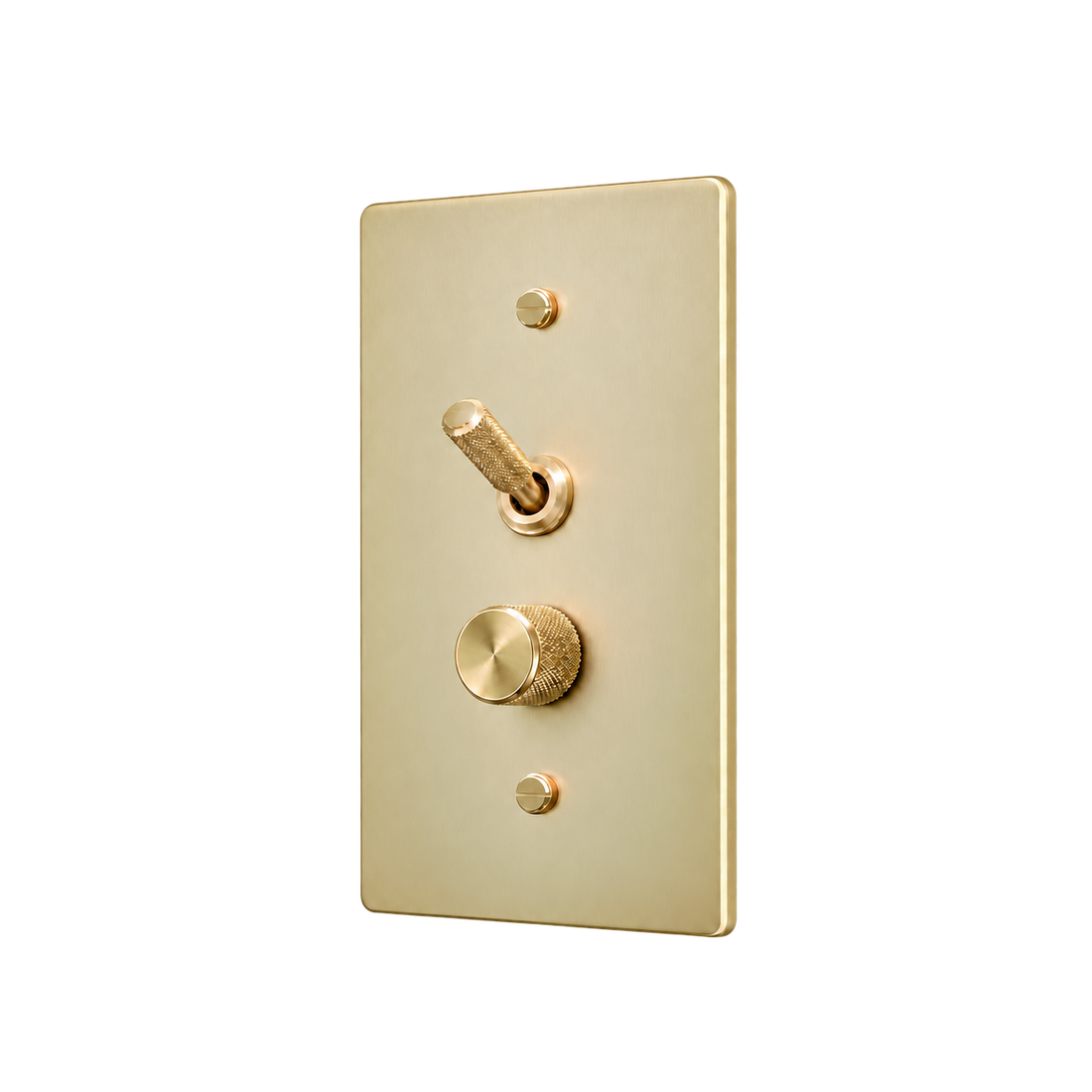 Knurled Brass Toggle & Dimmer Plate — 1-Gang — Satin Brass