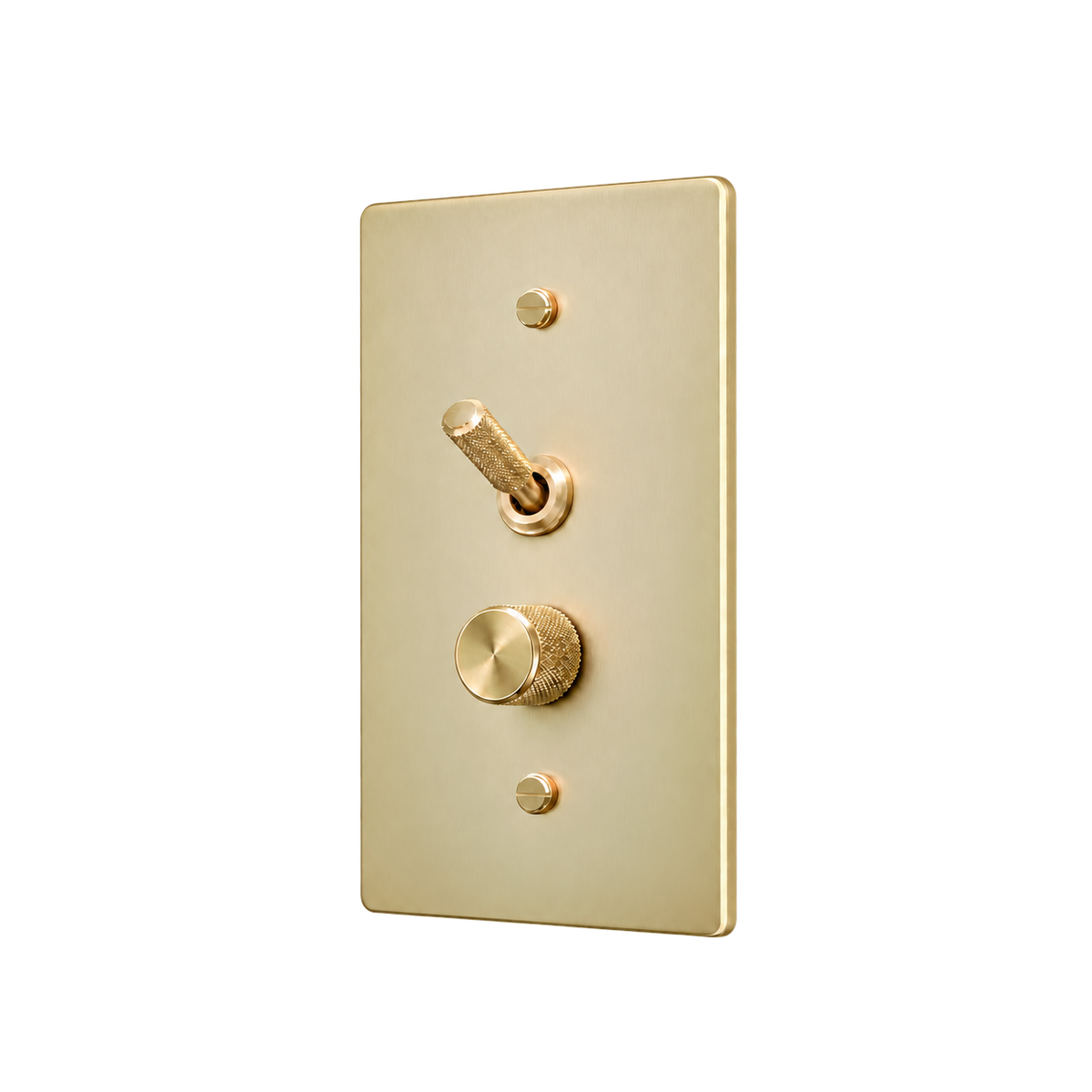 Knurled Brass Toggle & Dimmer Plate — 1-Gang — Satin Brass