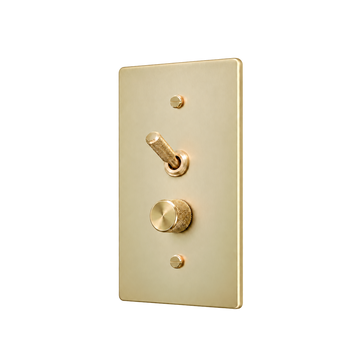 Knurled Brass Toggle & Dimmer Plate — 1-Gang — Satin Brass
