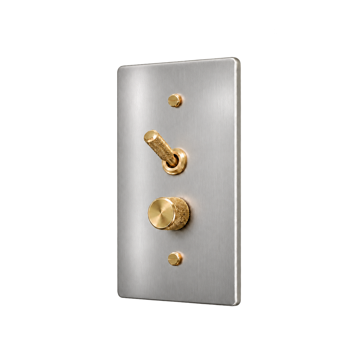 Knurled Brass Toggle & Dimmer Plate — 1-Gang — Stainless Steel