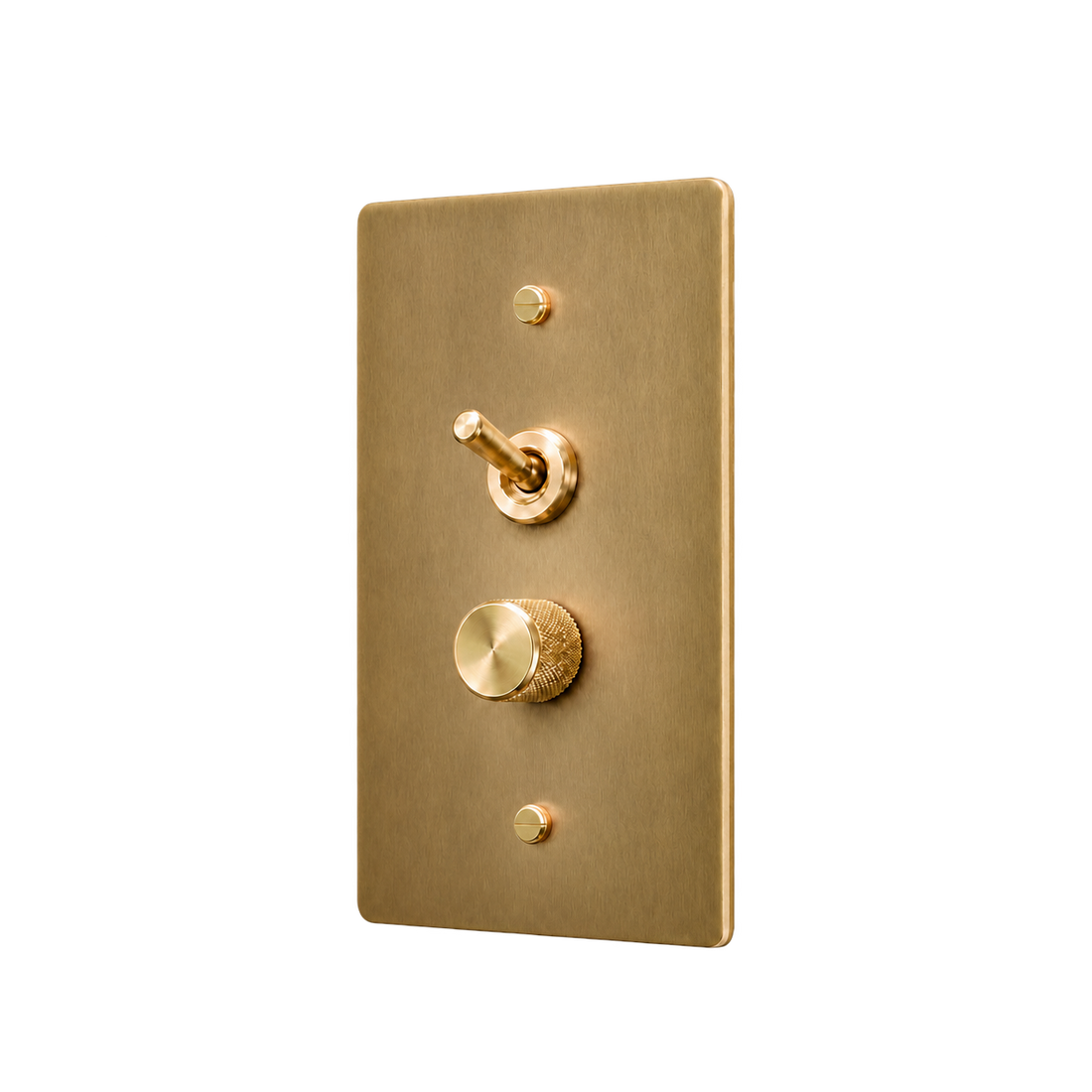 Retro Brass Toggle & Dimmer Plate — 1-Gang — Satin Brass