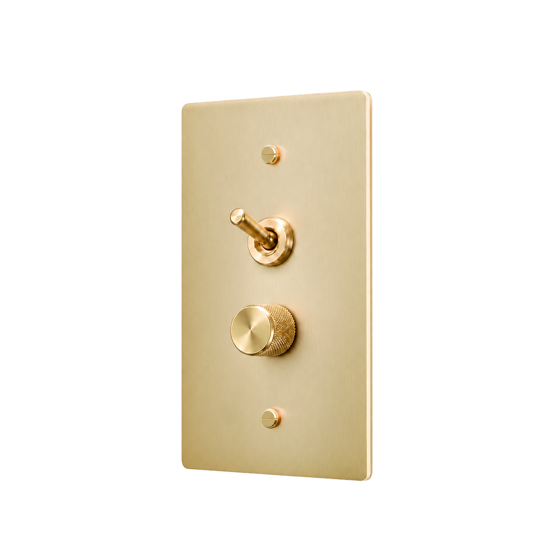 Retro Brass Toggle & Dimmer Plate — 1-Gang — Satin Brass