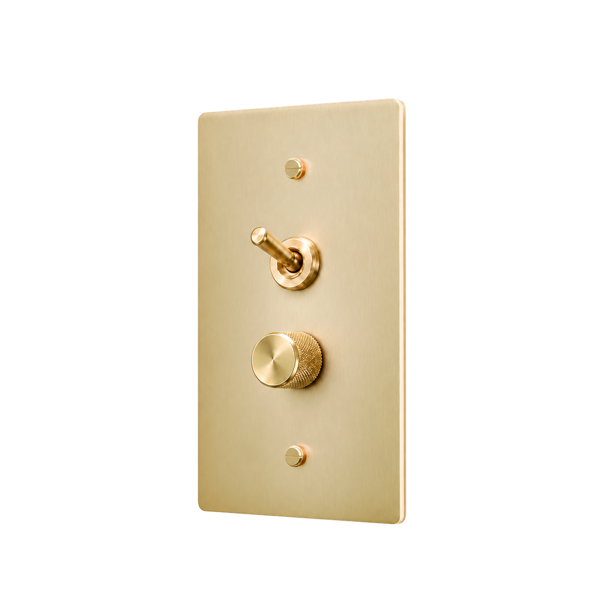 Retro Brass Toggle & Dimmer Plate — 1-Gang — Satin Brass