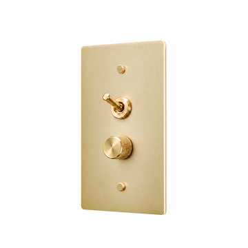 Retro Brass Toggle & Dimmer Plate — 1-Gang — Satin Brass