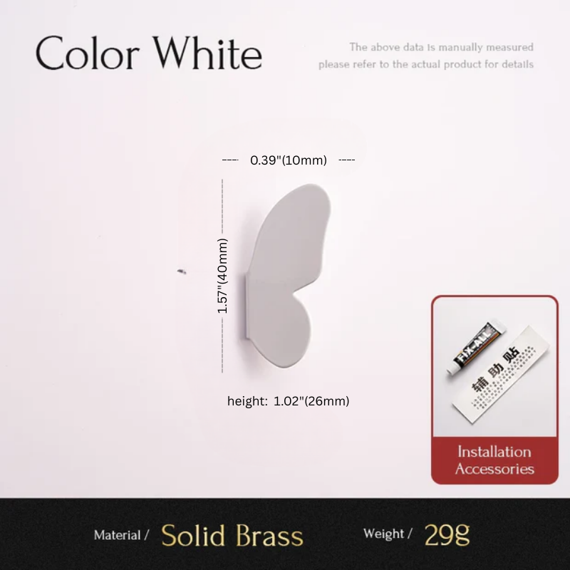 Measurement chart for a white object with dimensions and material details.