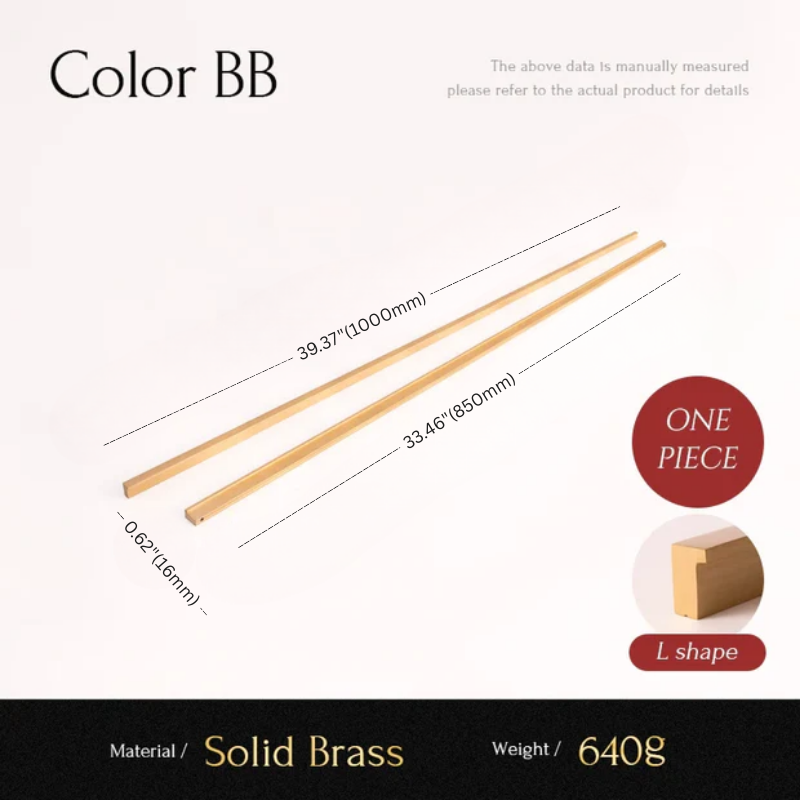 Two brass rods with measurements and material details on a white background