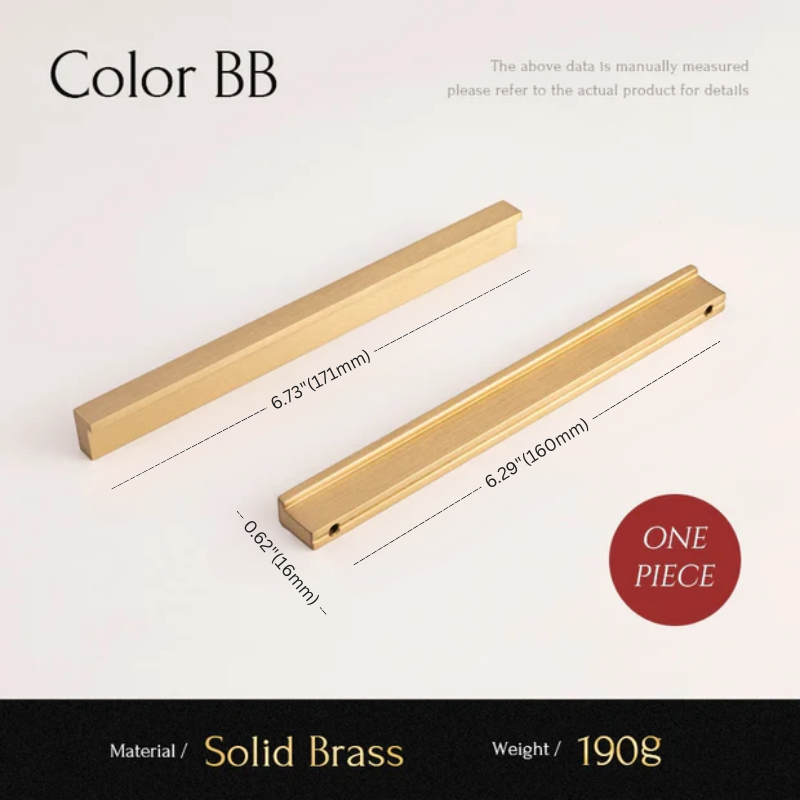 Two gold-colored bars with measurements on a white background, labeled 'Color BB'.