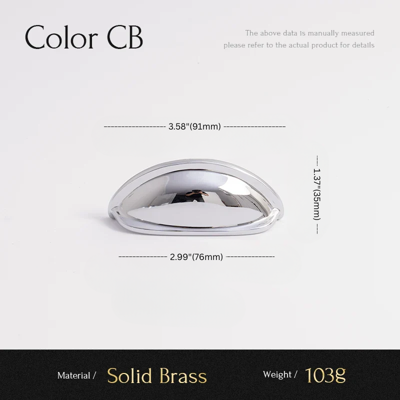 Measurement details of a solid brass knob on a white background