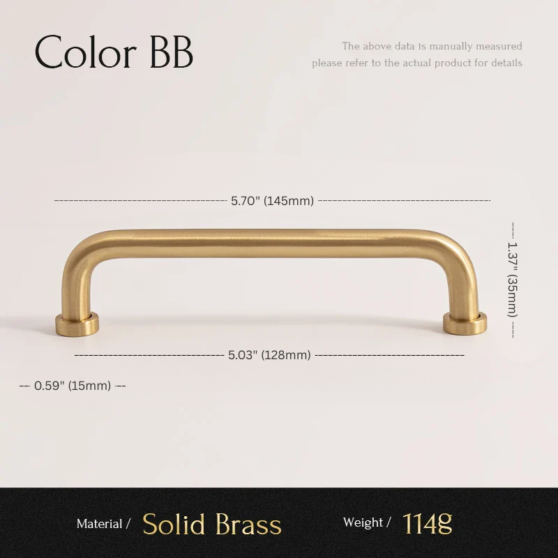 Solid Brass U-Shaped Cabinet Pull & Knob - Brushed Brass Finish