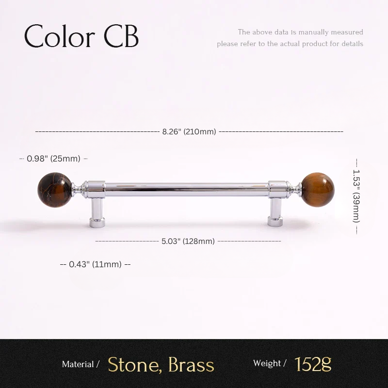 Cabinet handle with measurements on a white background