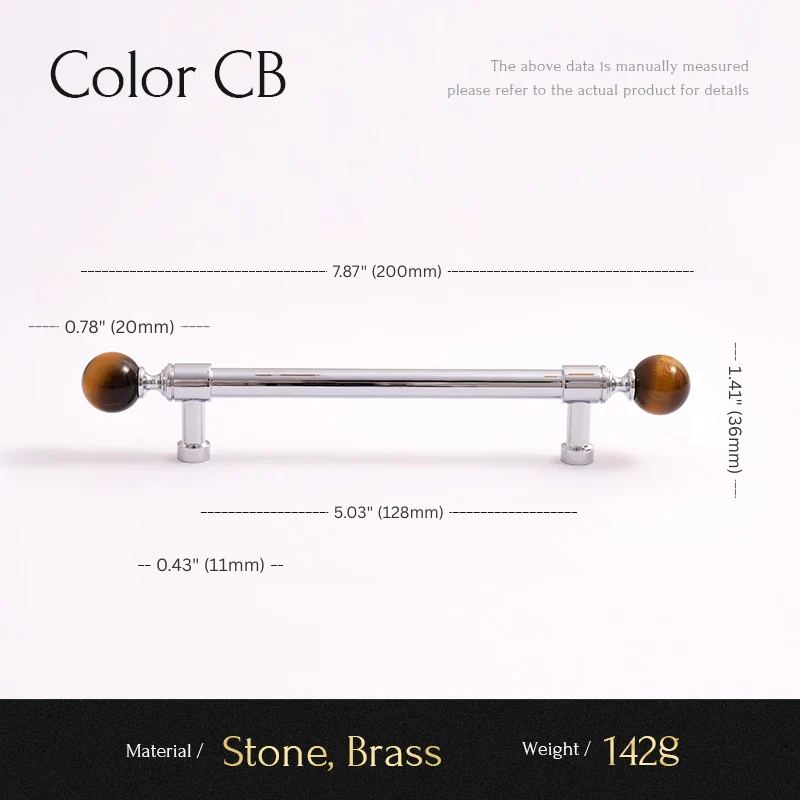 Cabinet handle with measurements on a white background