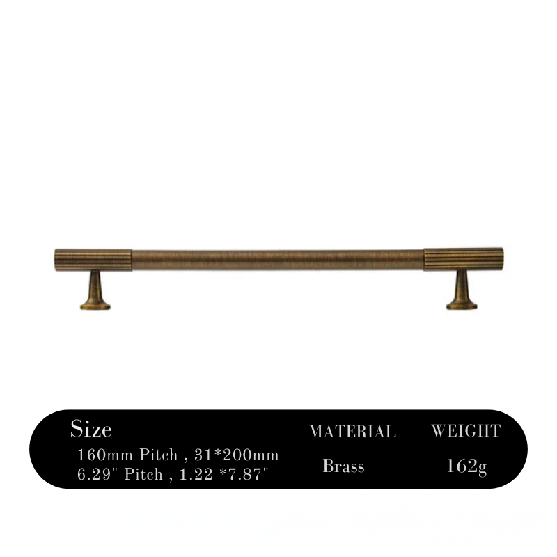 Cabinet handle with specifications on a white background