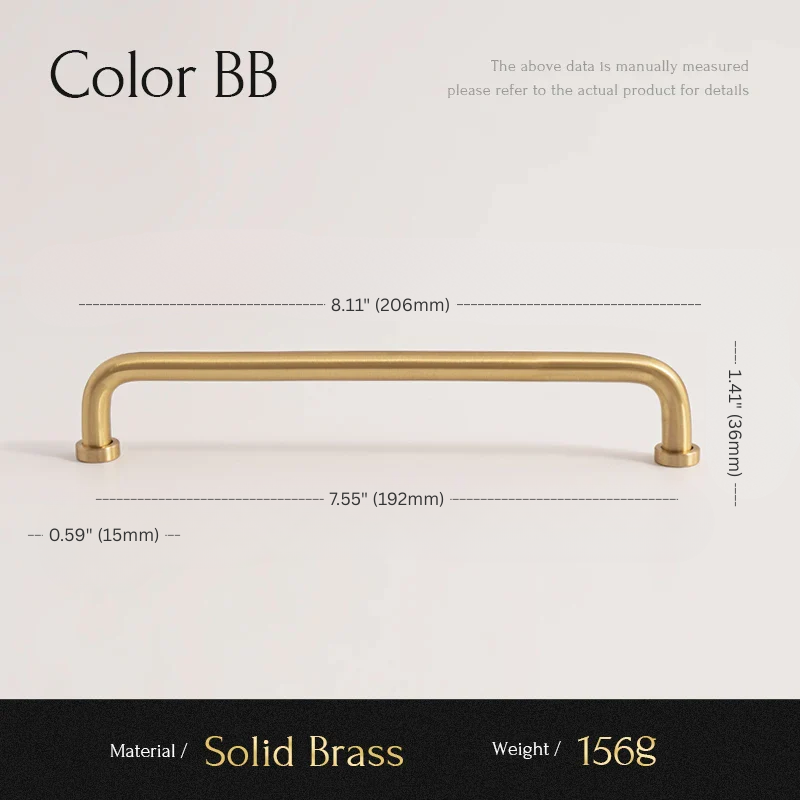 Solid Brass U-Shaped Cabinet Pull & Knob - Brushed Brass Finish
