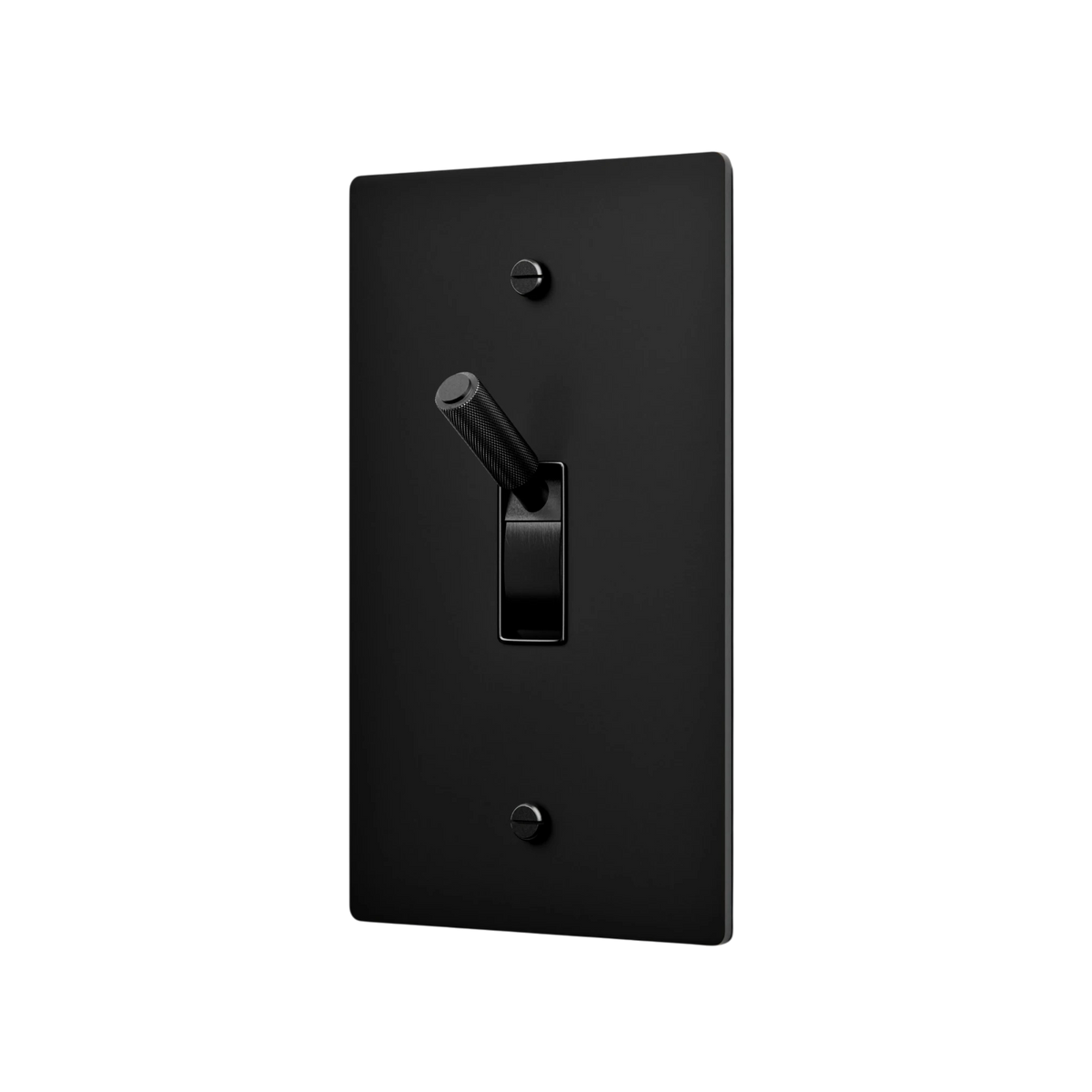 Black toggle switch on a white background