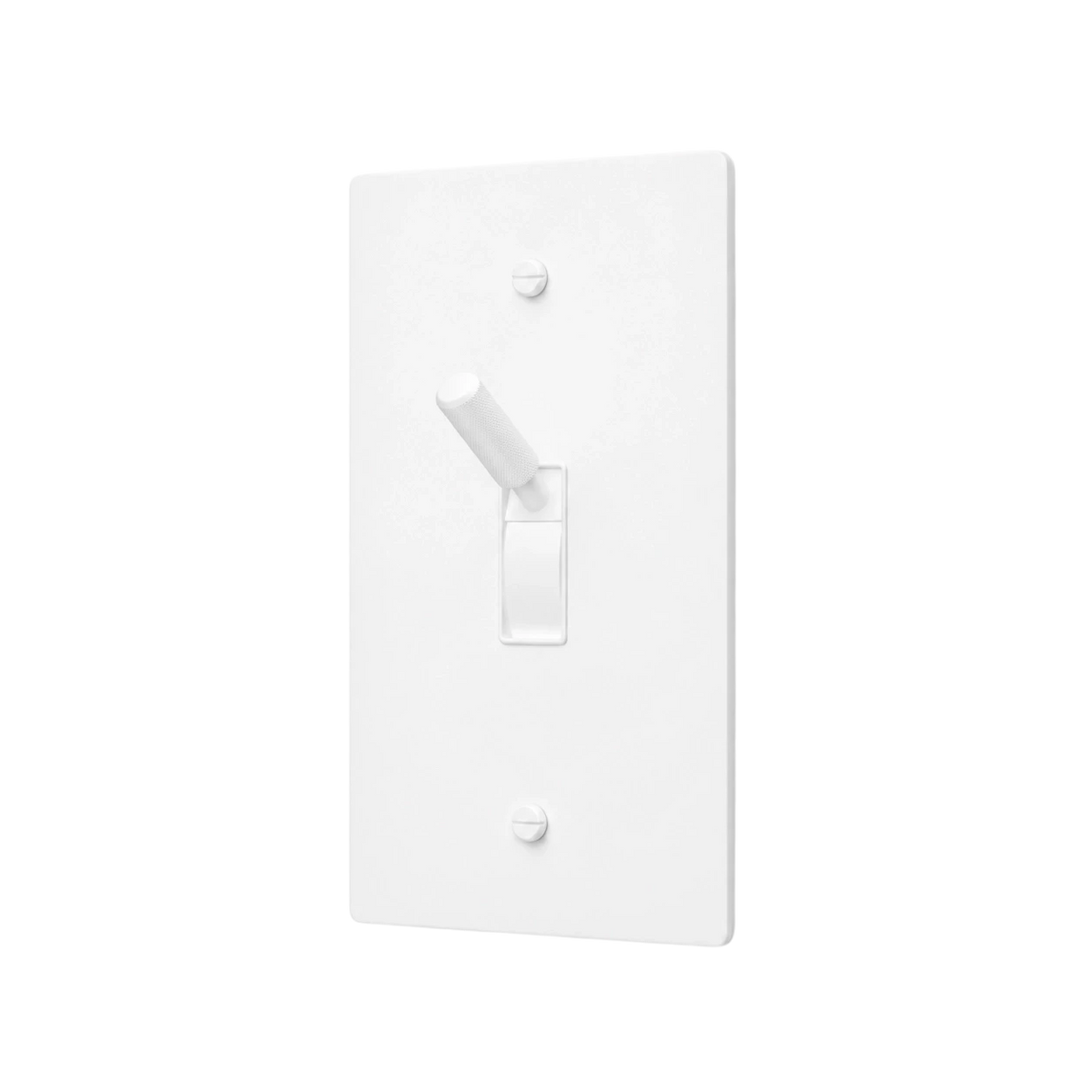 White light switch cover plate on a white background