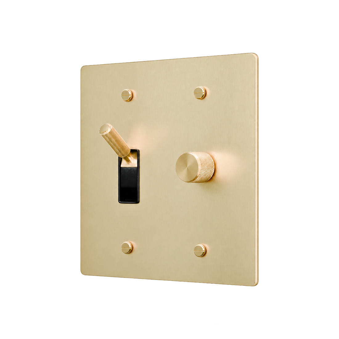 Brass Toggle & Dimmer Plate — 2-Gang — Satin Brass