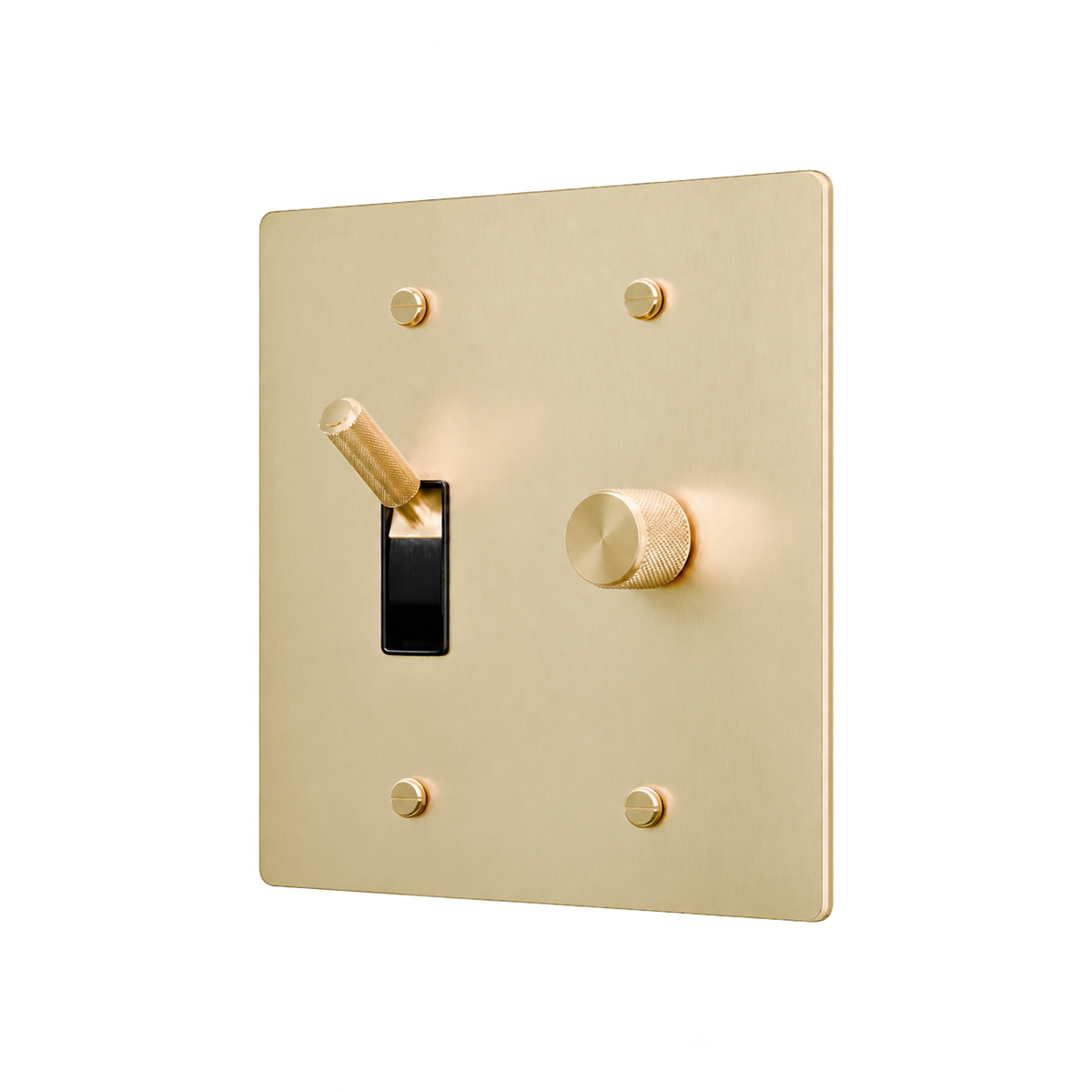 Brass Toggle & Dimmer Plate — 2-Gang — Satin Brass