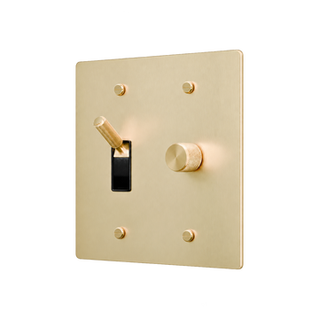 Brass Toggle & Dimmer Plate — 2-Gang — Satin Brass