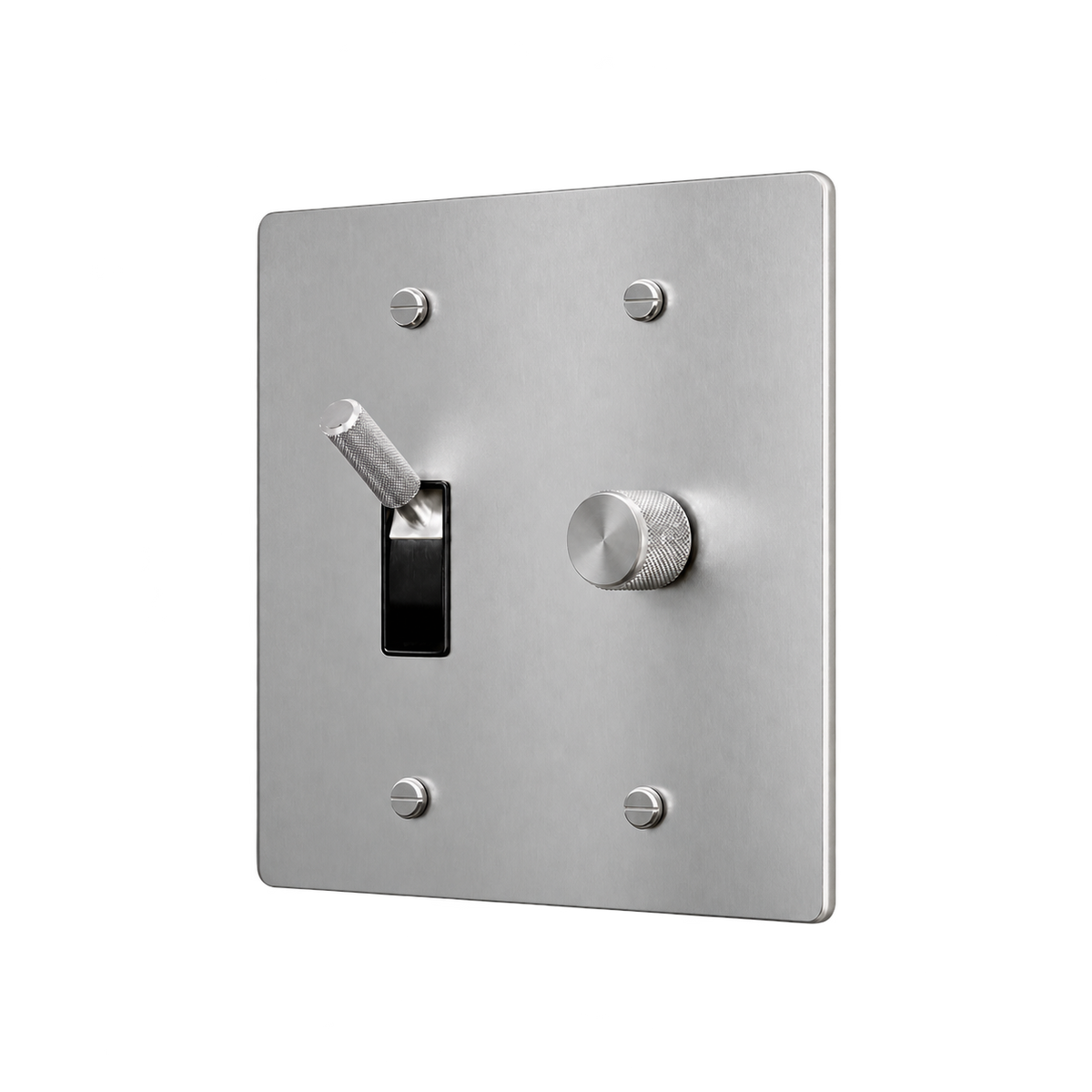 Brass Toggle & Dimmer Plate — 2-Gang — Stainless Steel