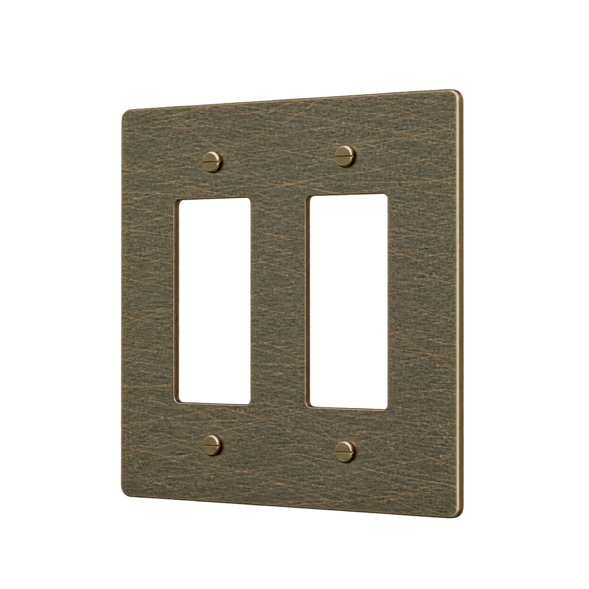 Brass Home Supply 2-Gang Brass Outlet Cover in Aged Bronze (Hand-Brushed)