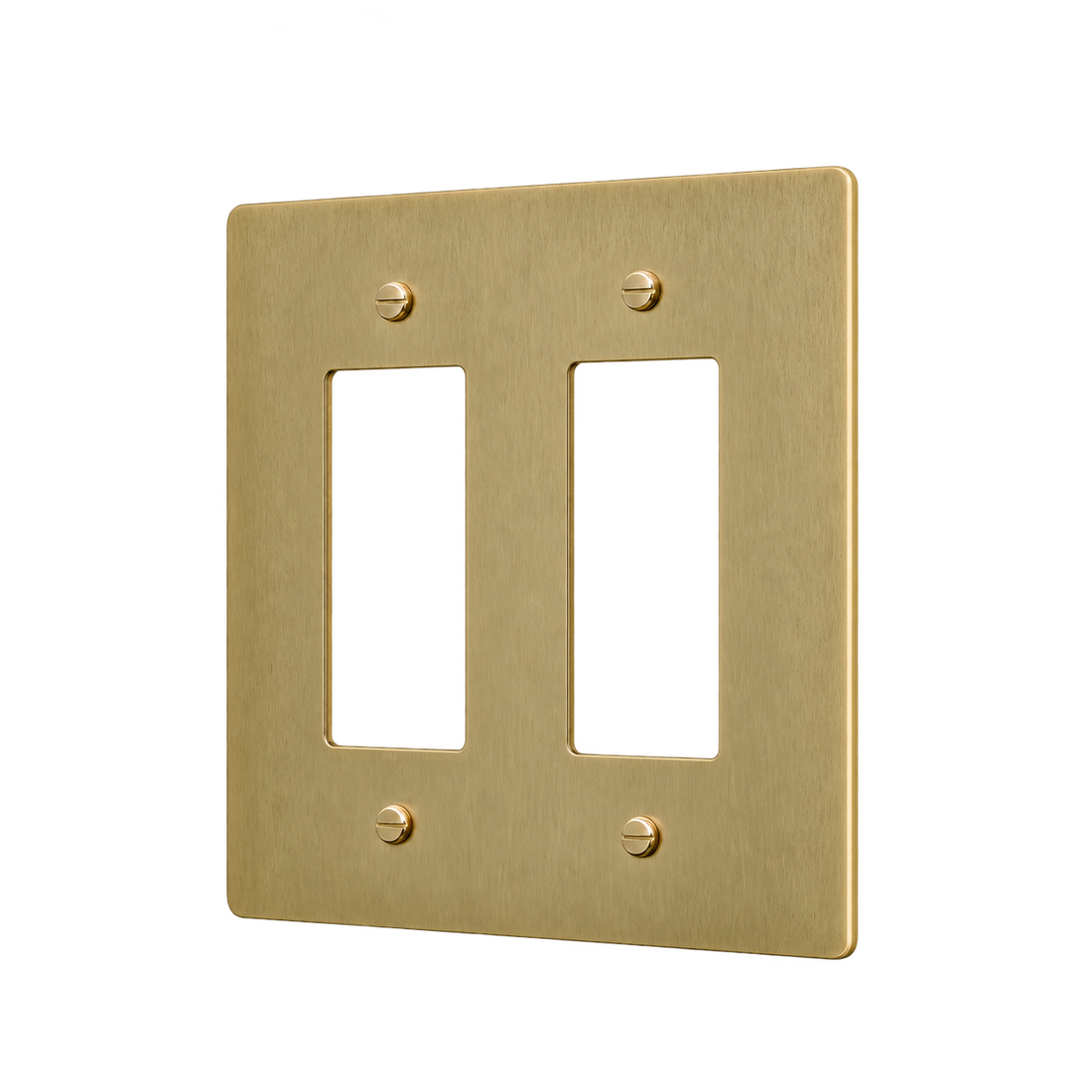 Brass Home Supply 2-Gang Brass Outlet Cover in Satin Brass