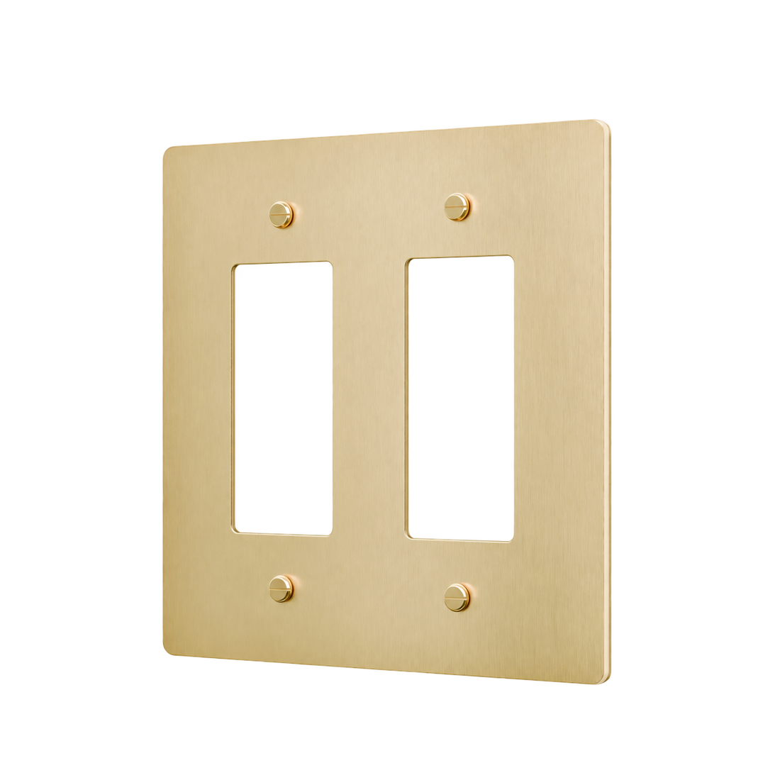 Brass Home Supply 2-Gang Brass Outlet Cover in Satin Brass