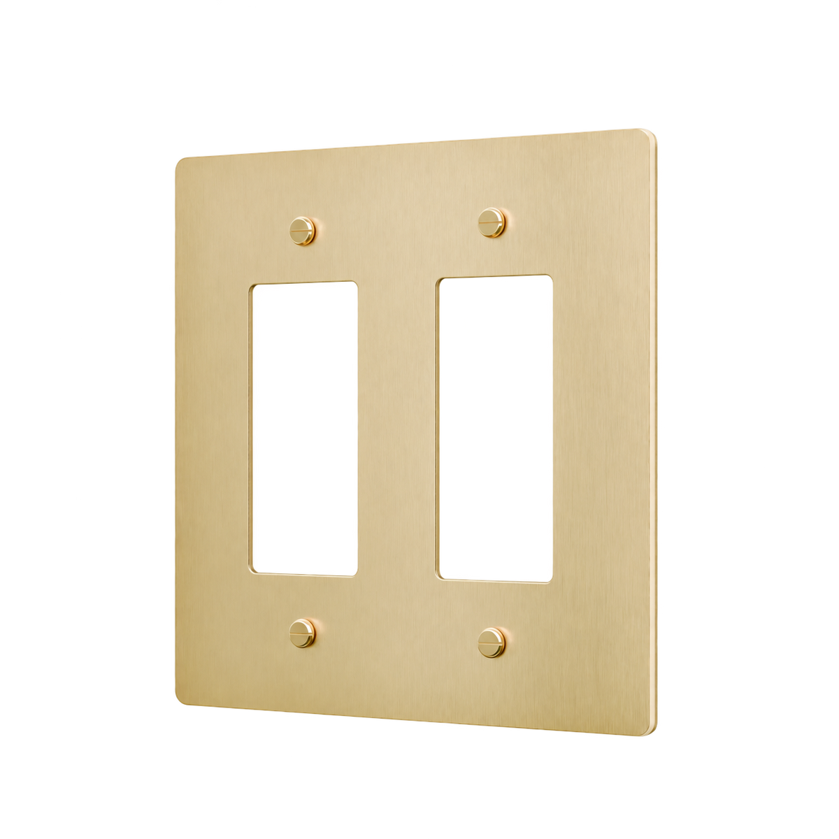 Brass Home Supply 2-Gang Brass Outlet Cover in Satin Brass