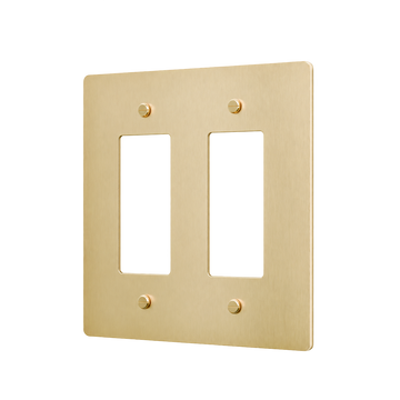 Brass Home Supply 2-Gang Brass Outlet Cover in Satin Brass