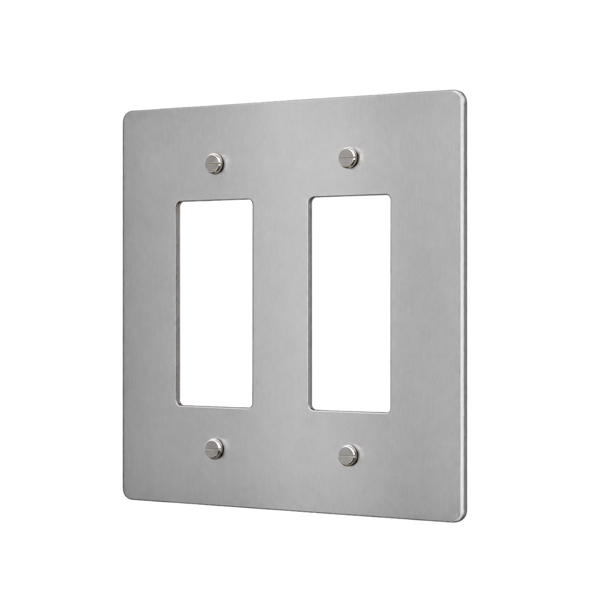 Brass Home Supply 2-Gang Brass Outlet Cover in Stainless Steel