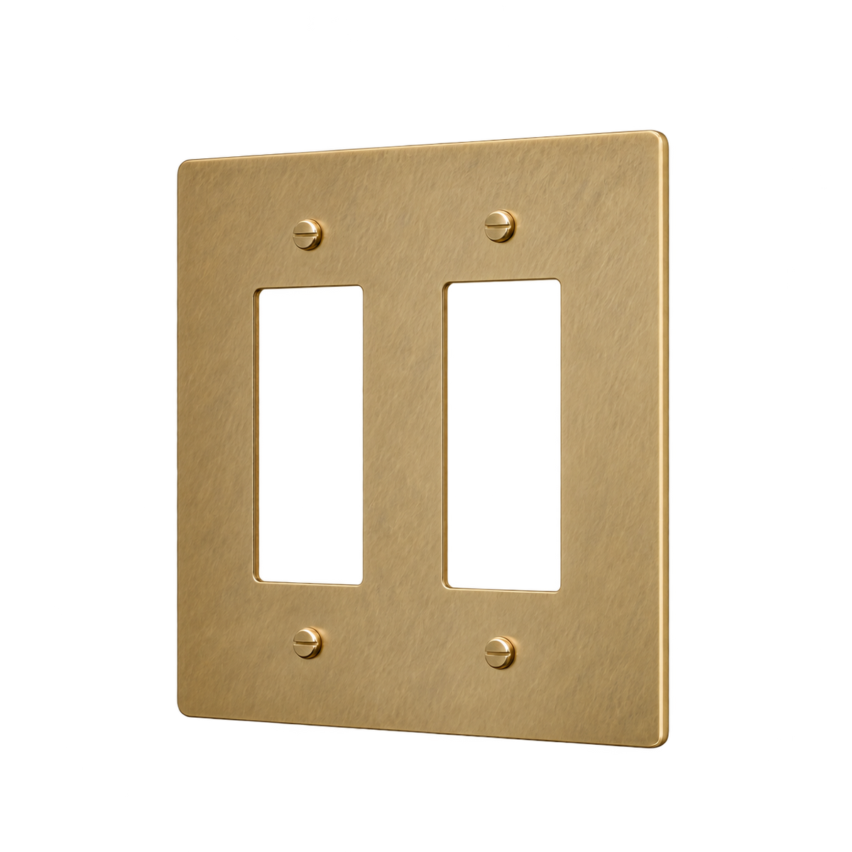 Brass Home Supply 2-Gang Brass Outlet Cover in Unlacquered Antique Brass (Hand-Brushed)