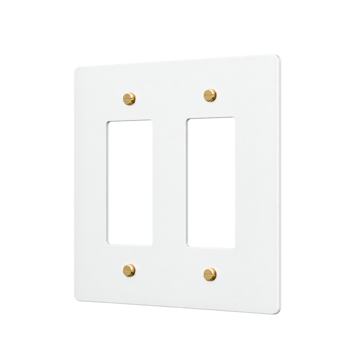 Brass Home Supply 2-Gang Brass Outlet Cover in White