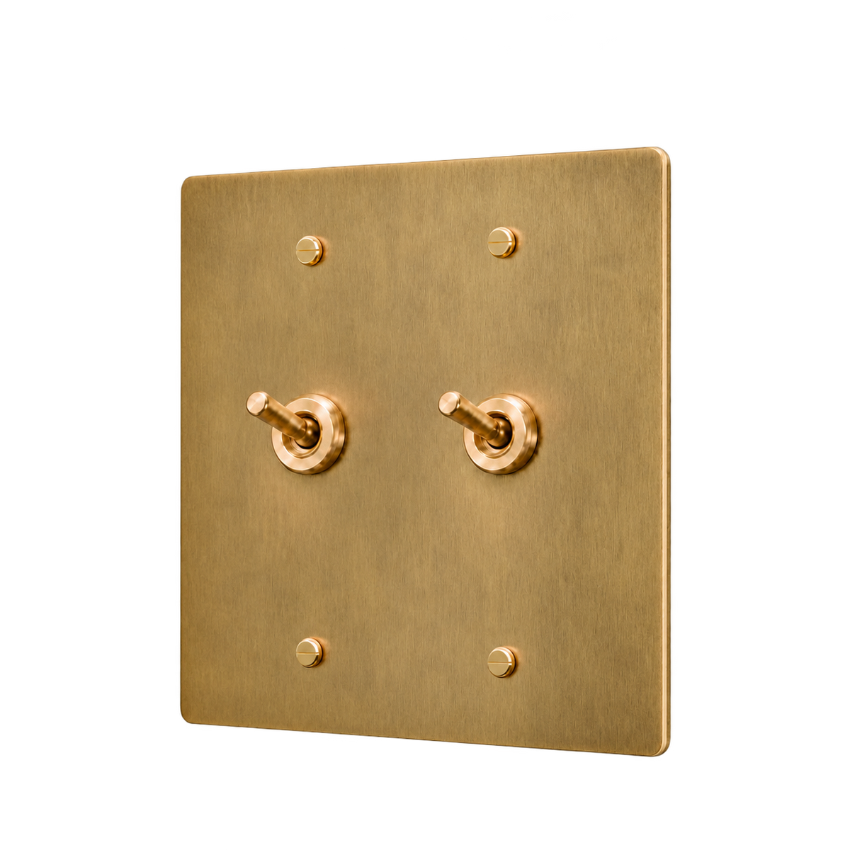 Brass Retro Toggle Switch Plate — 2-Gang — Antique Brass (Hand-Brushed)