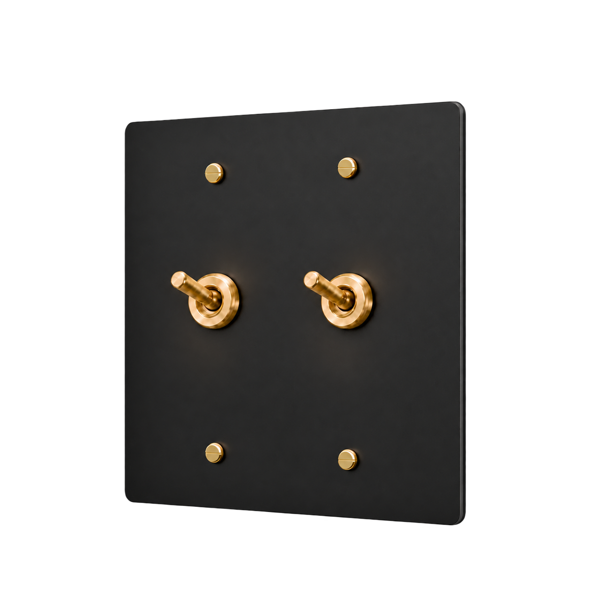 Brass Retro Toggle Switch Plate — 2-Gang — Matte Black
