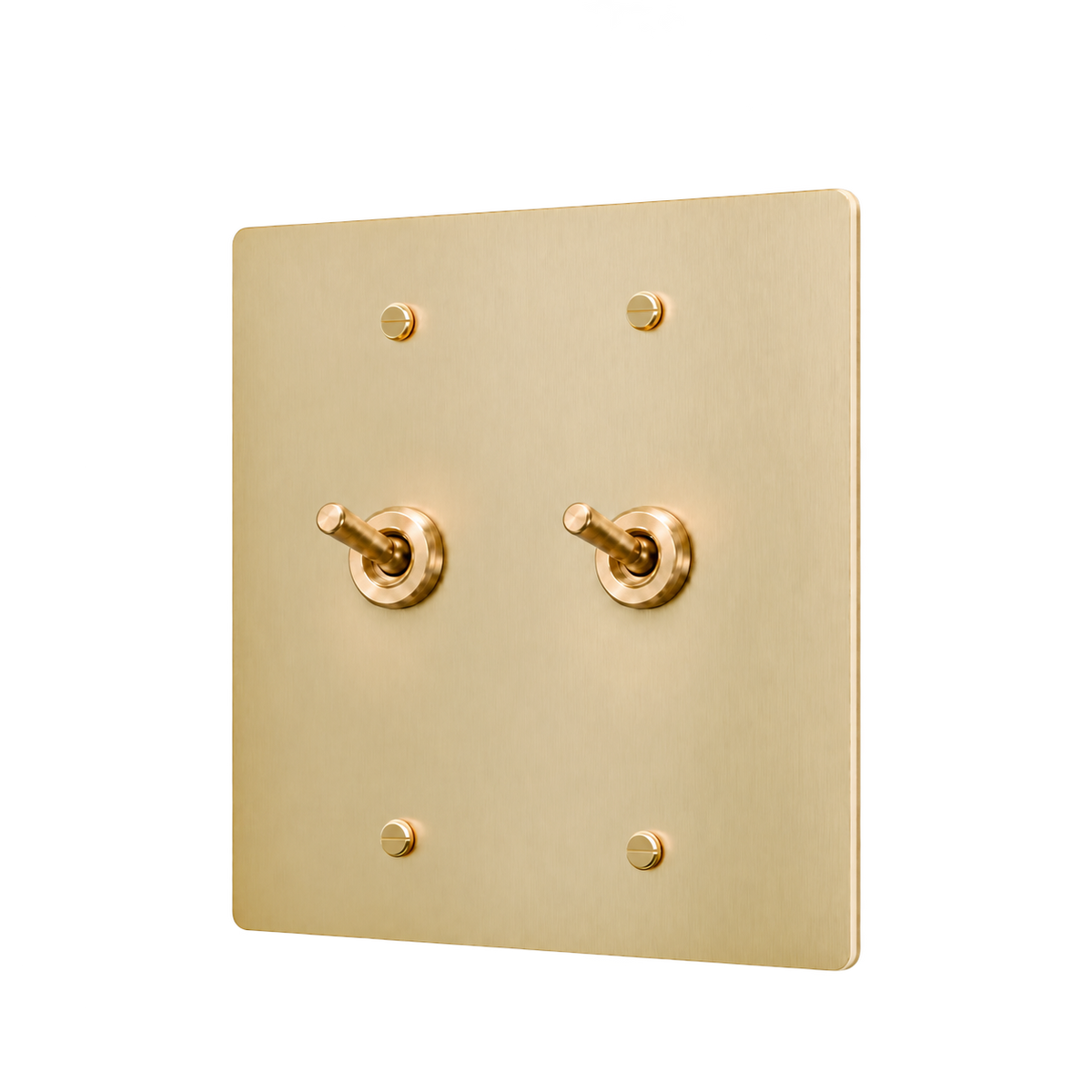 Brass Retro Toggle Switch Plate — 2-Gang — Satin Brass