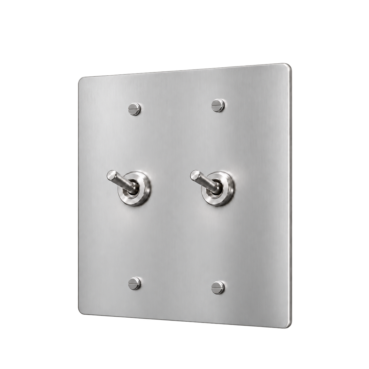 Brass Retro Toggle Switch Plate — 2-Gang — Stainless Steel