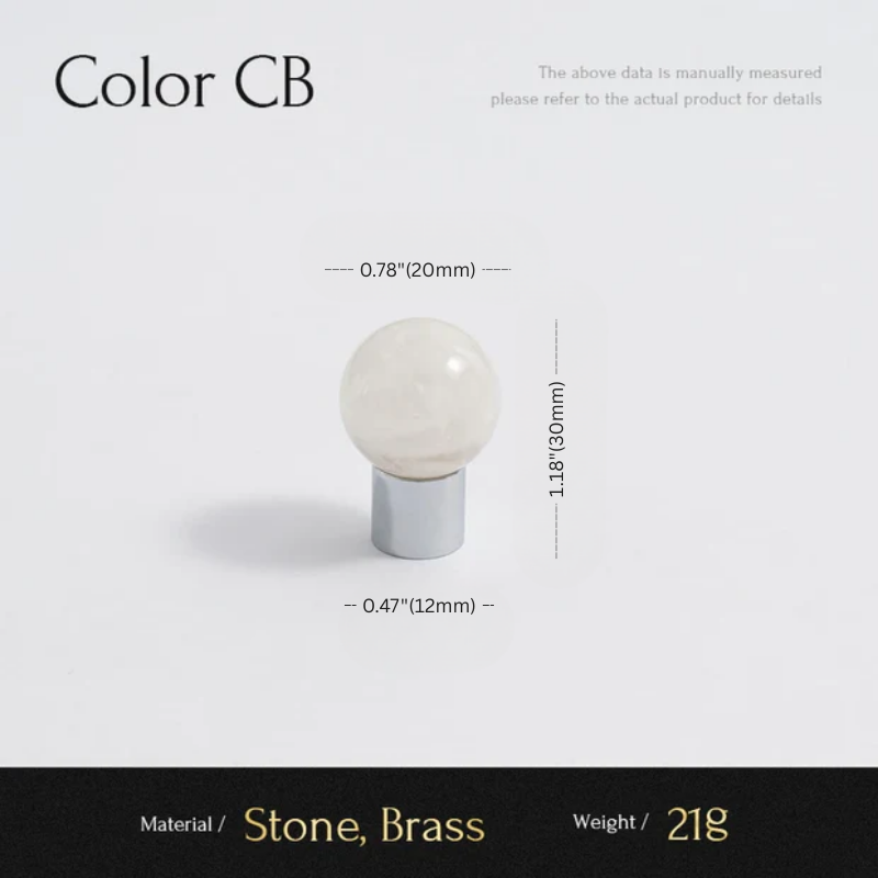 Measurement chart for a stone and brass product with dimensions and weight details.