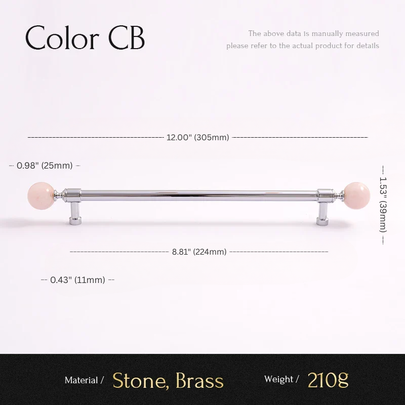 Measurement chart of a jewelry piece with dimensions and material details.
