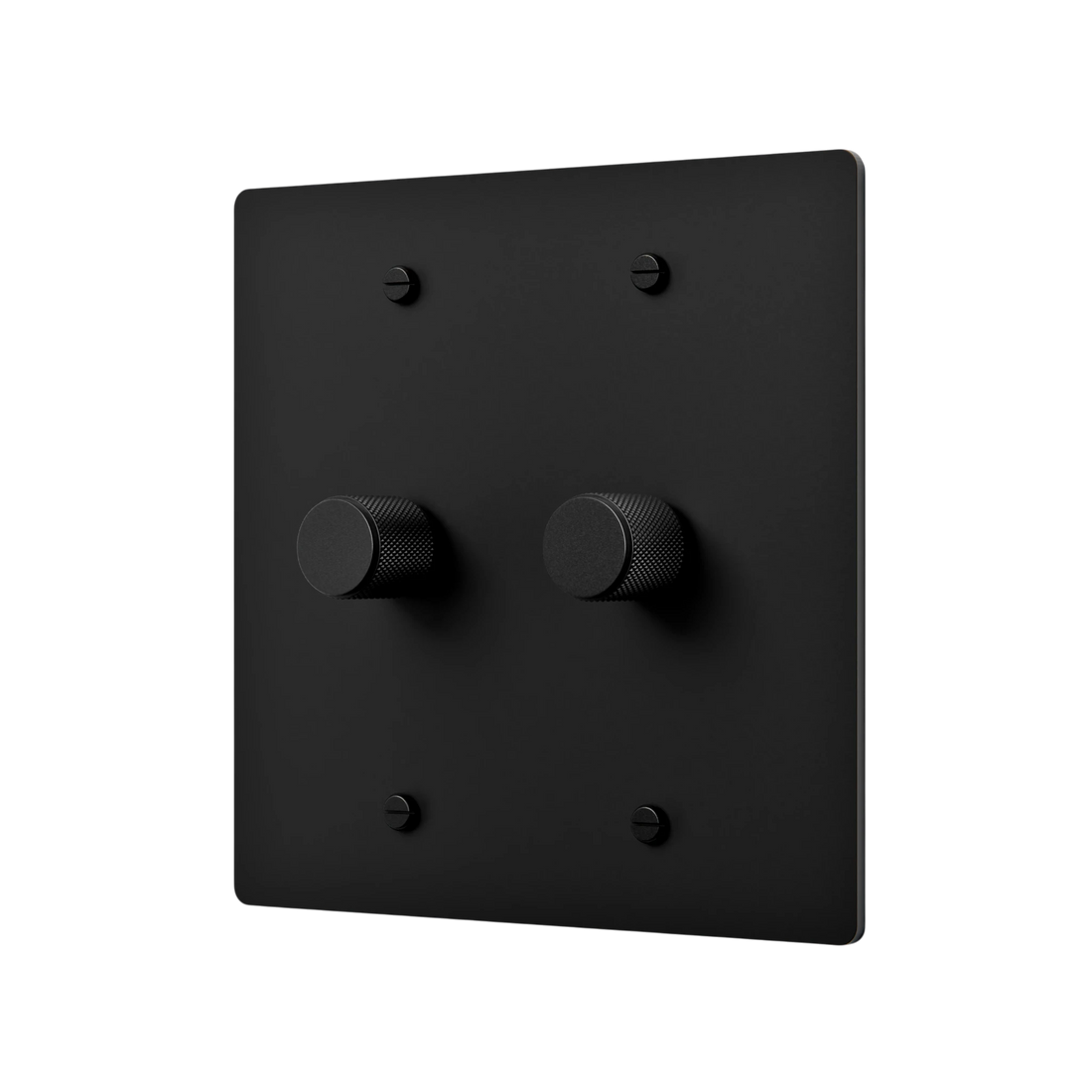 Black dimmer wall plate with two knobs 