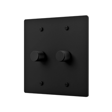 Black dimmer wall plate with two knobs 
