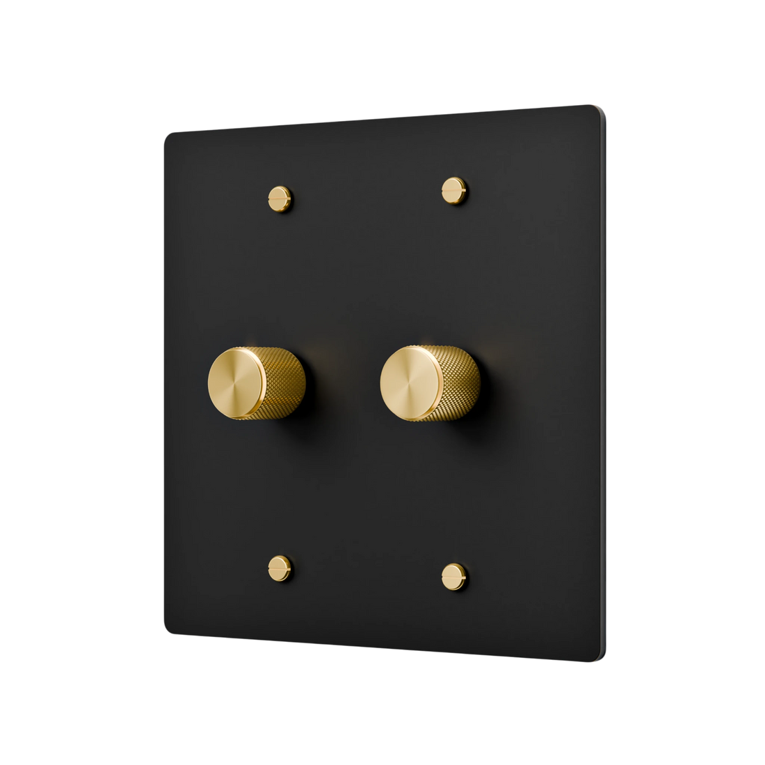 Black dimmer wall plate with two knobs 