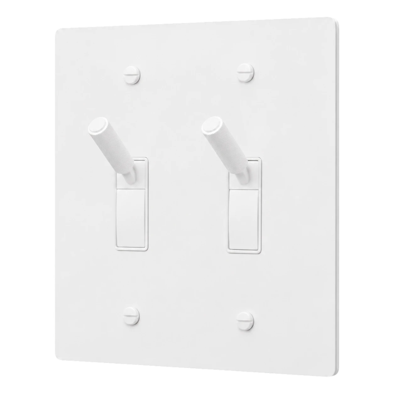 White double light switch plate cover on a white background