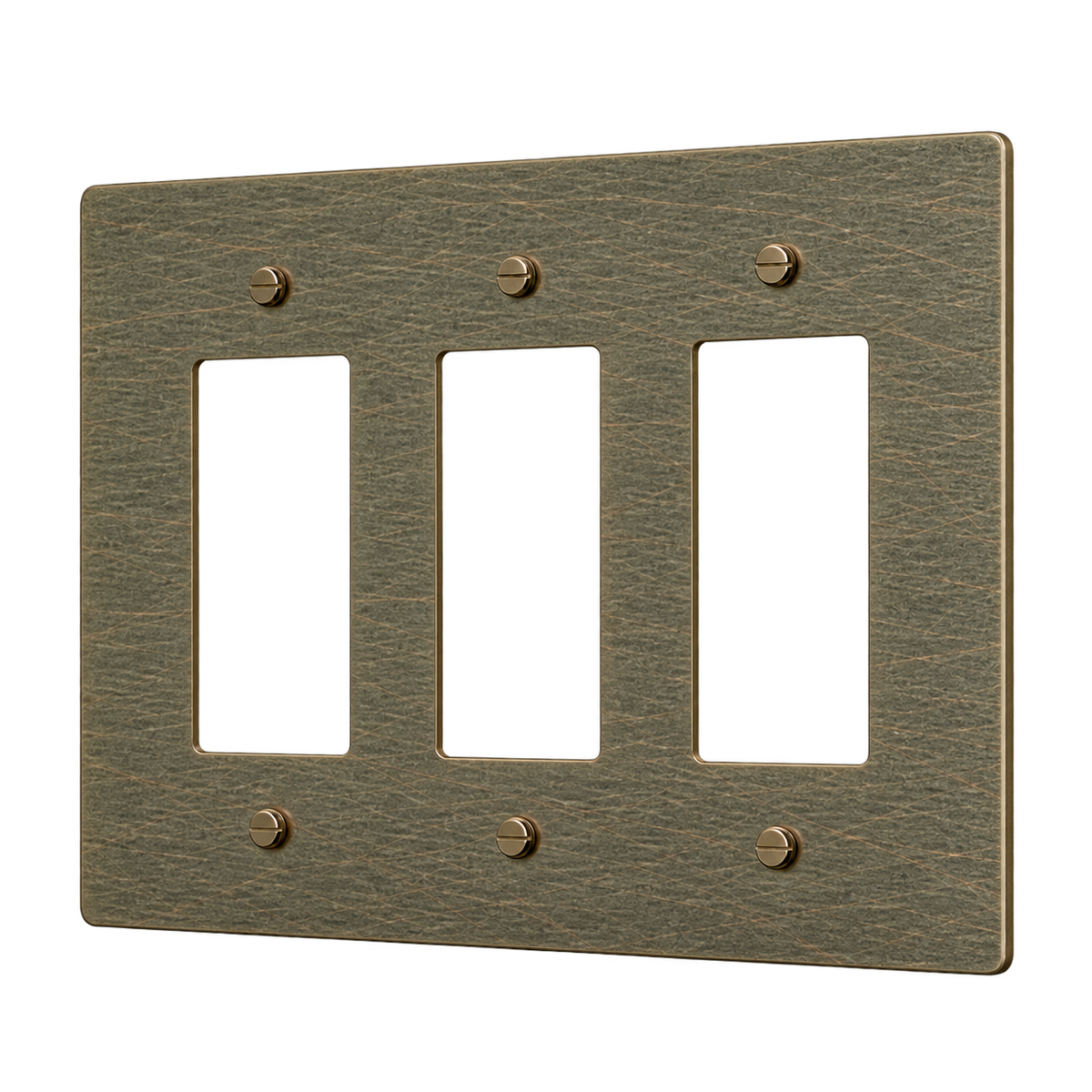 Brass Home Supply 3-Gang Brass Outlet Cover in Aged Bronze (Hand-Brushed)