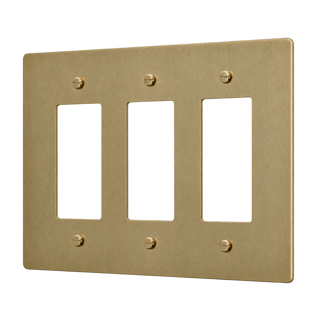 Brass Home Supply 3-Gang Brass Outlet Cover in Satin Brass