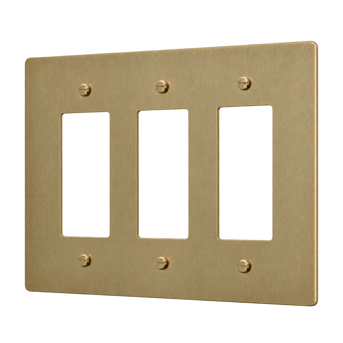 Brass Home Supply 3-Gang Brass Outlet Cover in Antique Brass (Hand-Brushed)