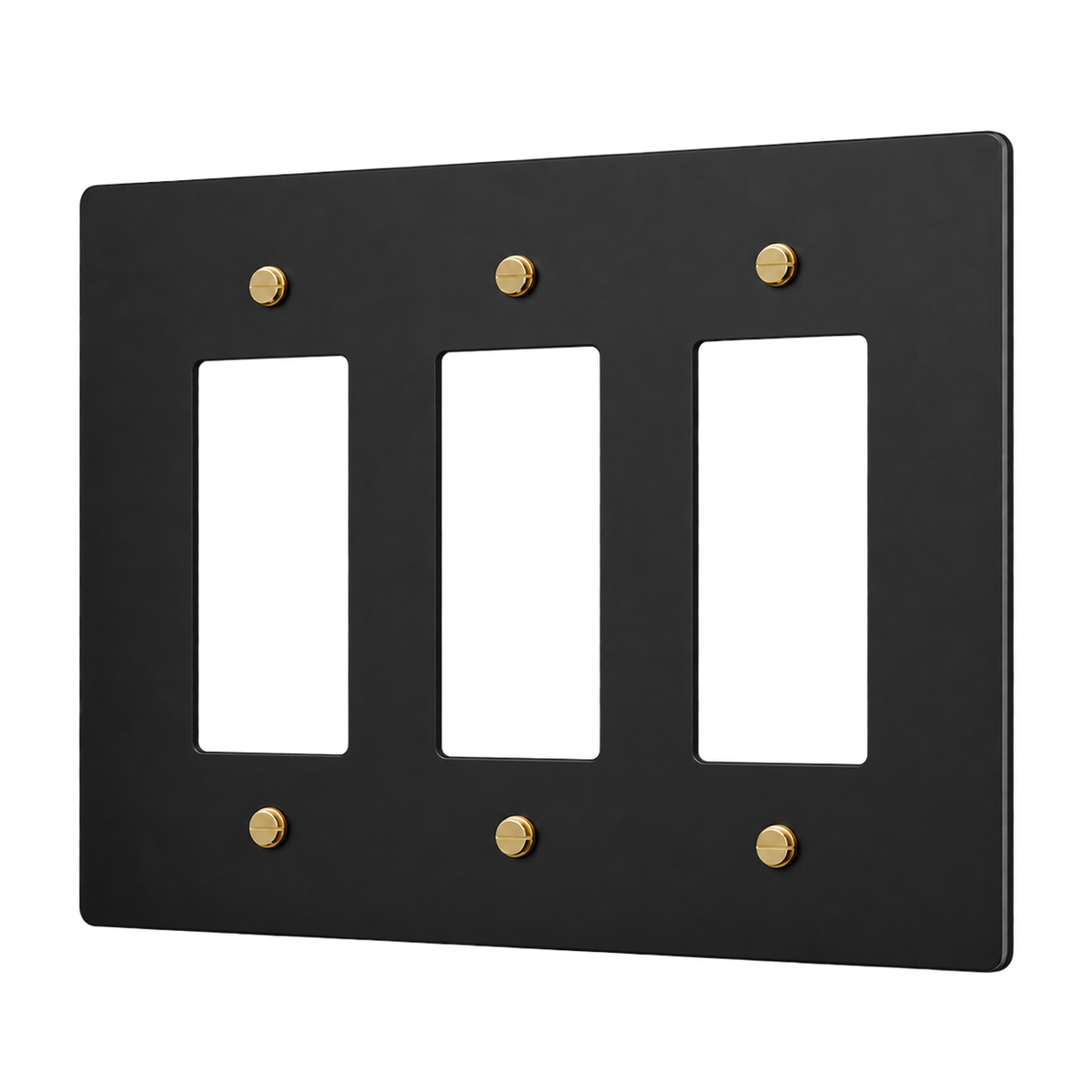 Brass Home Supply 3-Gang Brass Outlet Cover in Matte Black