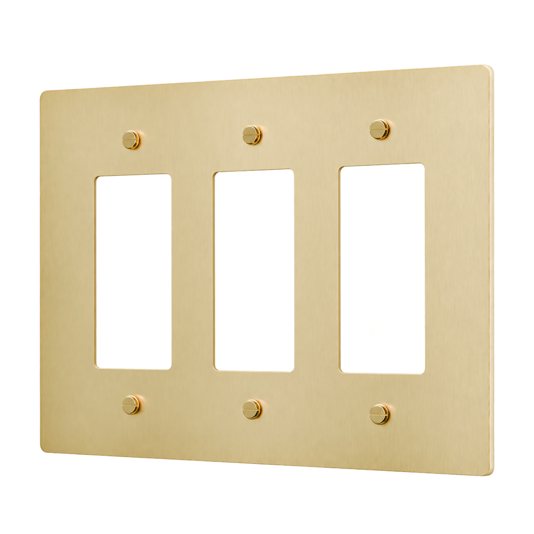 Brass Home Supply 3-Gang Brass Outlet Cover in Satin Brass